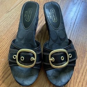Coach buckle wedge slides